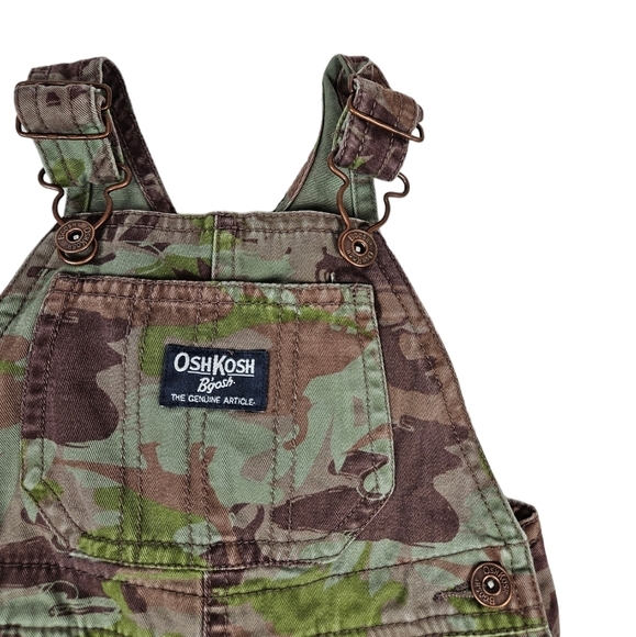 Oshkosh B'Gosh Dinosaur Camo Carpenter Vestback Bib Overalls Size 18M Boys J12 - Picture 2 of 9